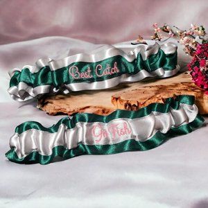 Best Catch Go Fish Custom Colors Embroidered Wedding Bridal Garters Personalized